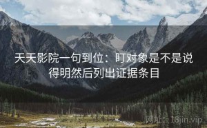 天天影院一句到位：盯对象是不是说得明然后列出证据条目